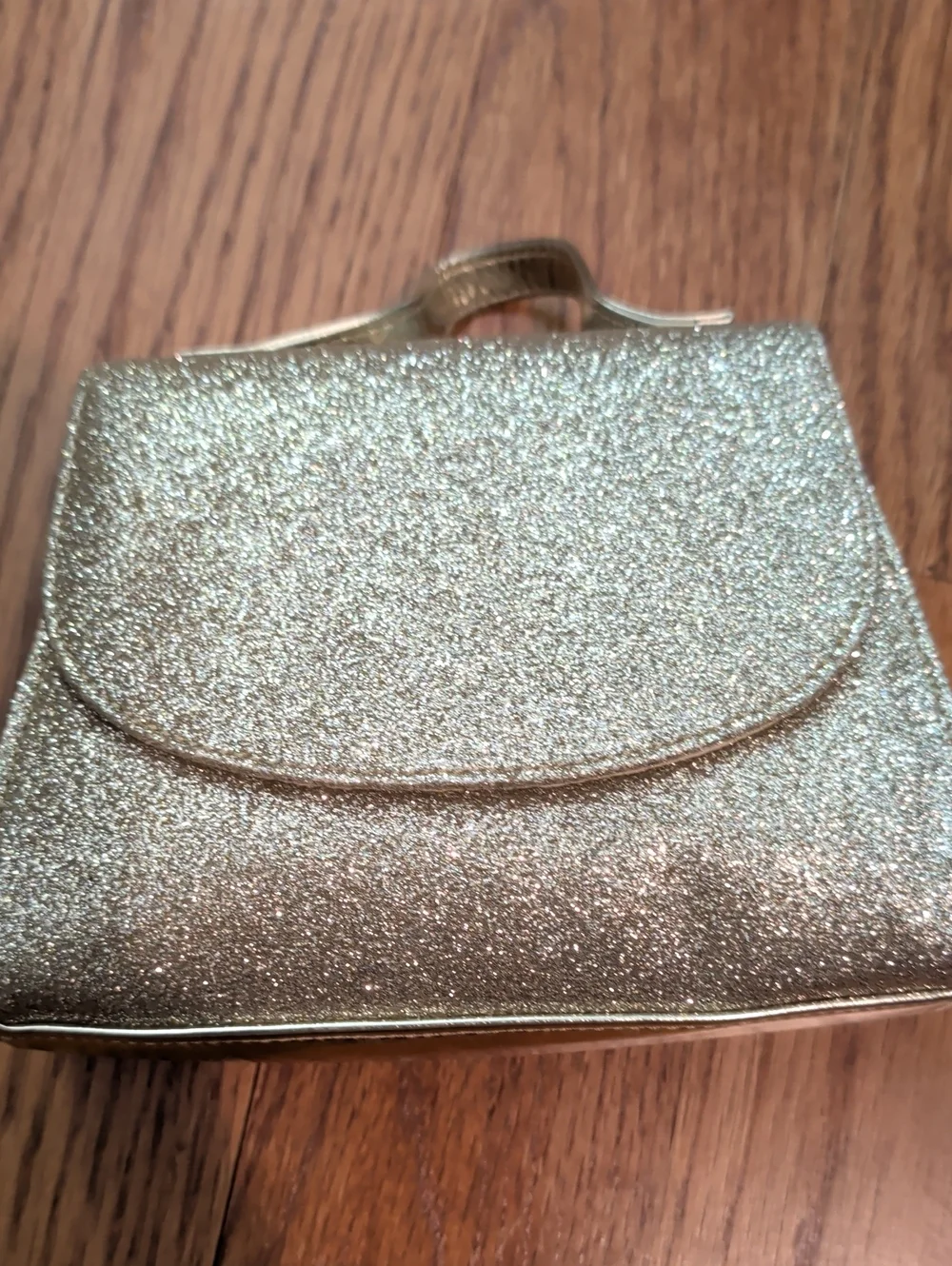 Gold Glitter Top-Handle Evening Bag